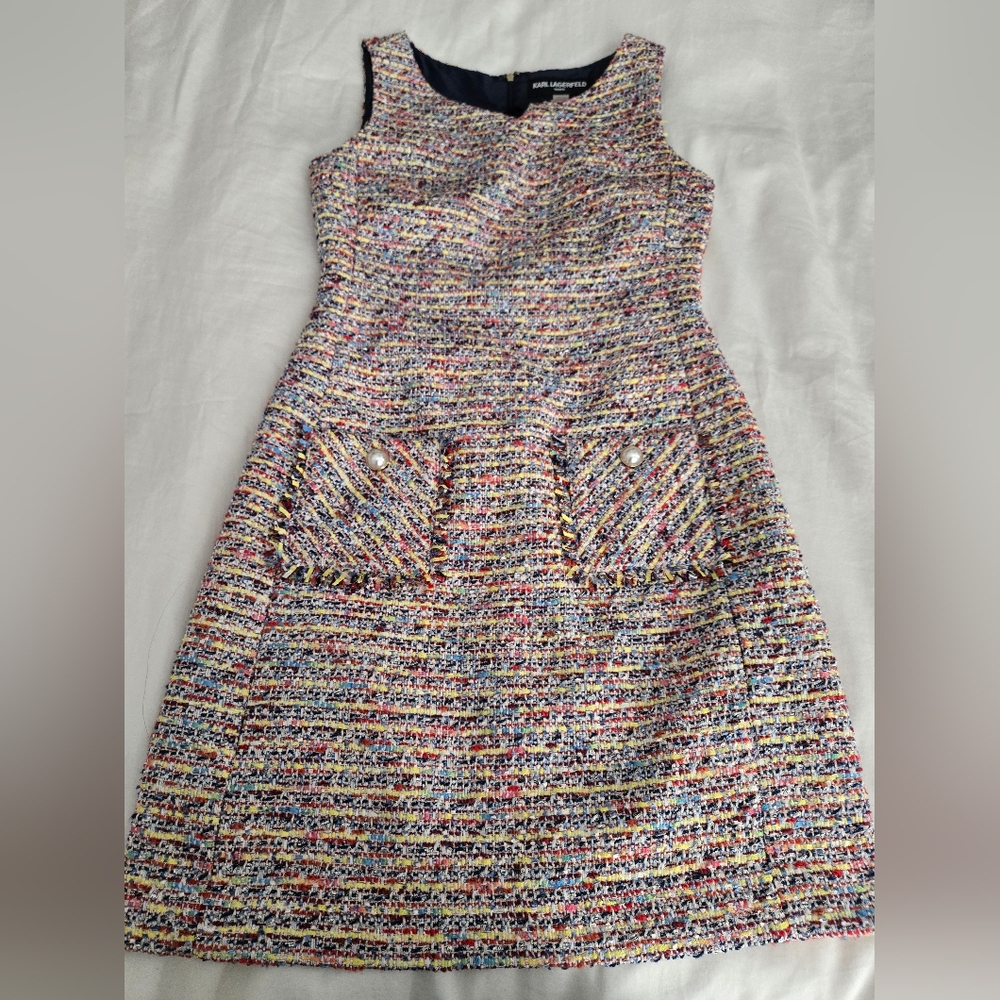 Karl Lagerfeld tweed dress with pearl buttons size 4